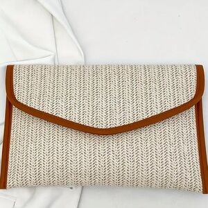 Stylish Tan and Cream Clutch